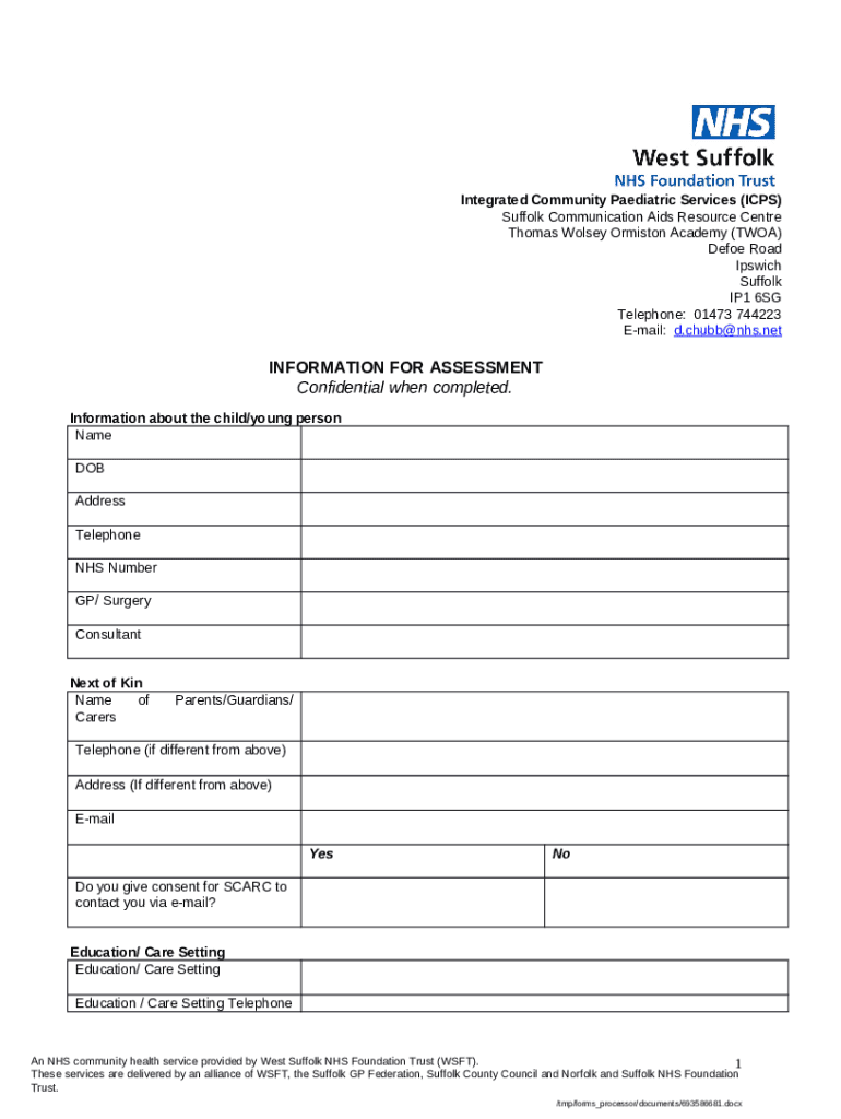 Suffolk Communication Aids Resource Centre (Ages 025) Doc Template