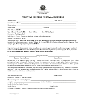 Fillable Online PARENTAL CONSENT FORM &amp; AGREEMENT Fax Email Print - pdfFiller