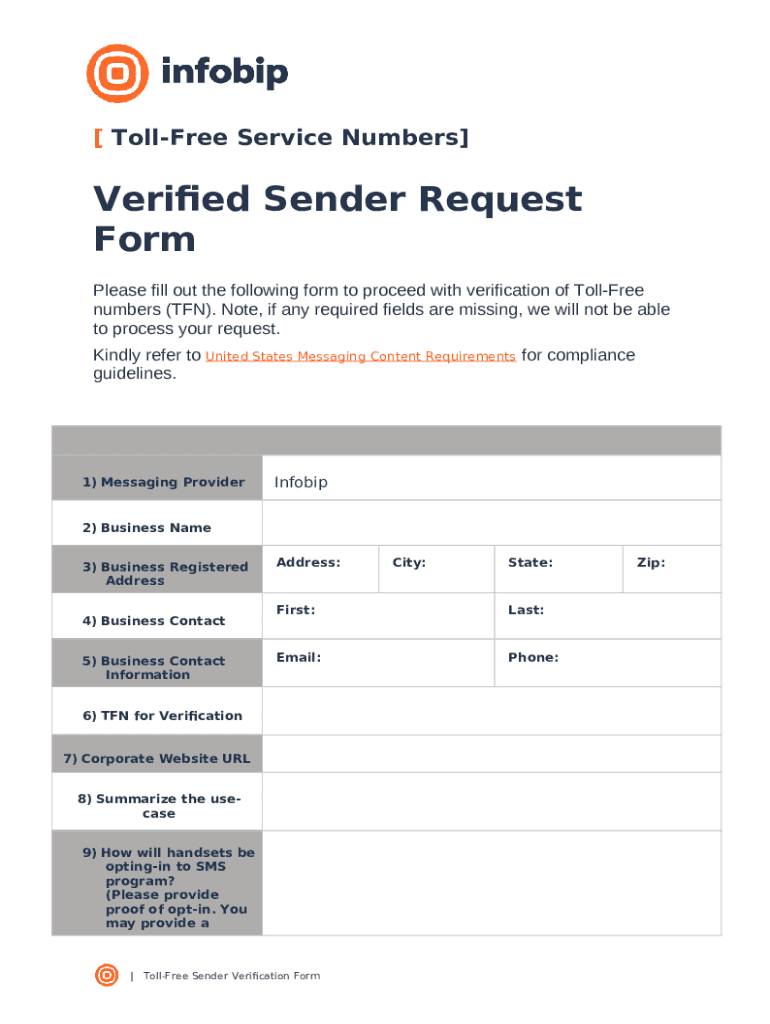Verified Sender Request Doc Template | pdfFiller
