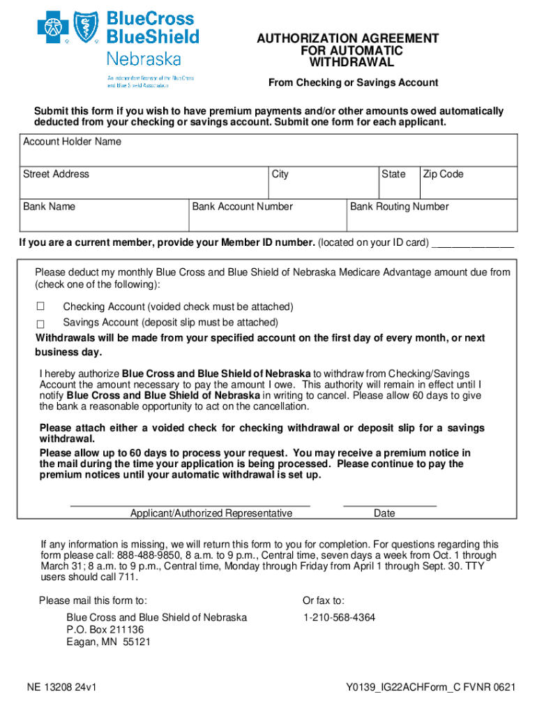 Fillable Online Authorization Agreement for Automatic Withdrawal. Authorization Agreement for