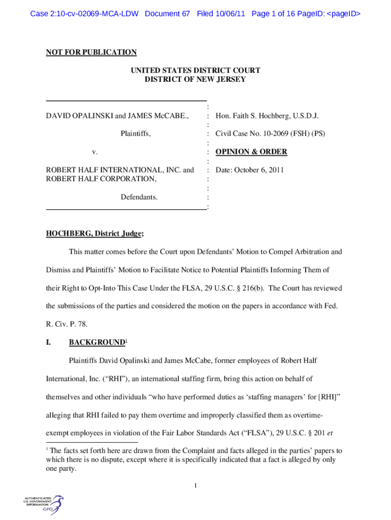 Fillable Online Order Compelling Arbitration 10611 FINAL mess up