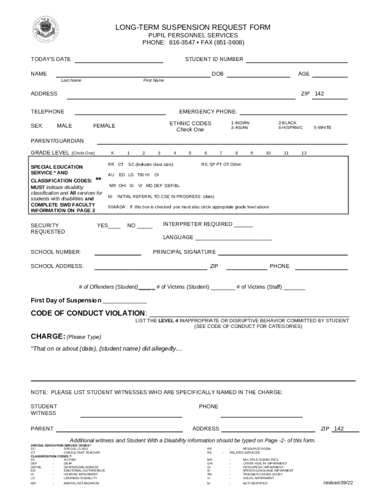 LonGTerm suspension REQUEST Doc Template pdfFiller