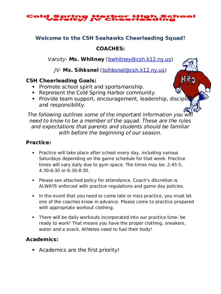 Cold Spring Harbor Seahawks Sports Camps Doc Template pdfFiller