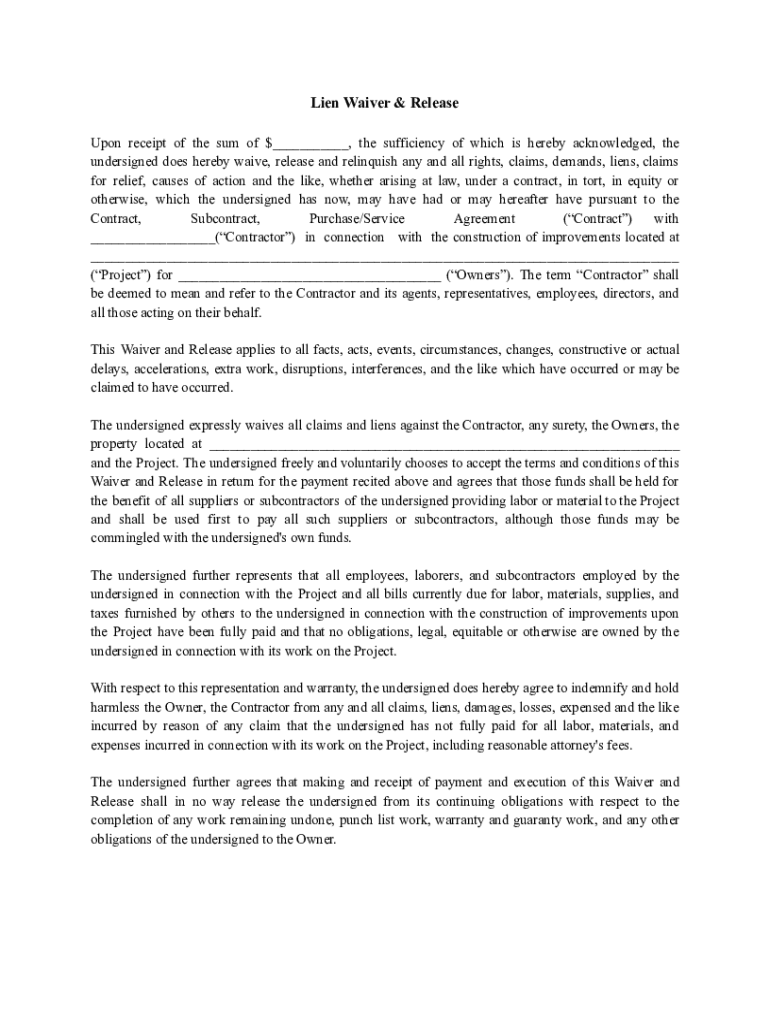 Fillable Online What is a Lien Waiver? A Beginner's Guide Fax Email