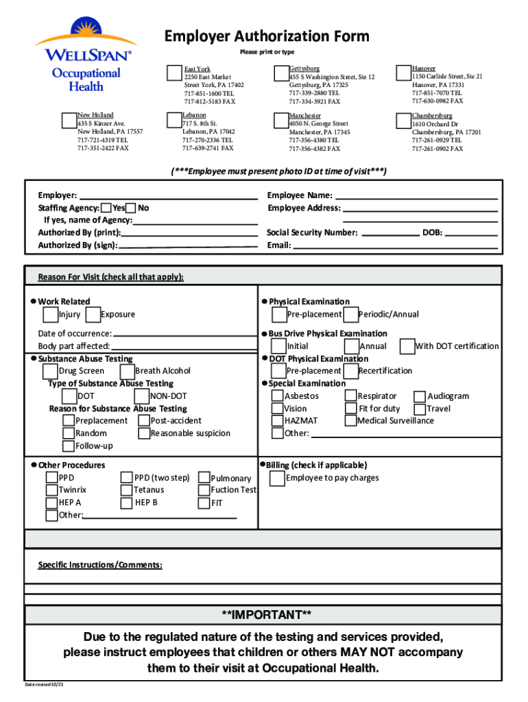 employer authorization form Preview on Page 1