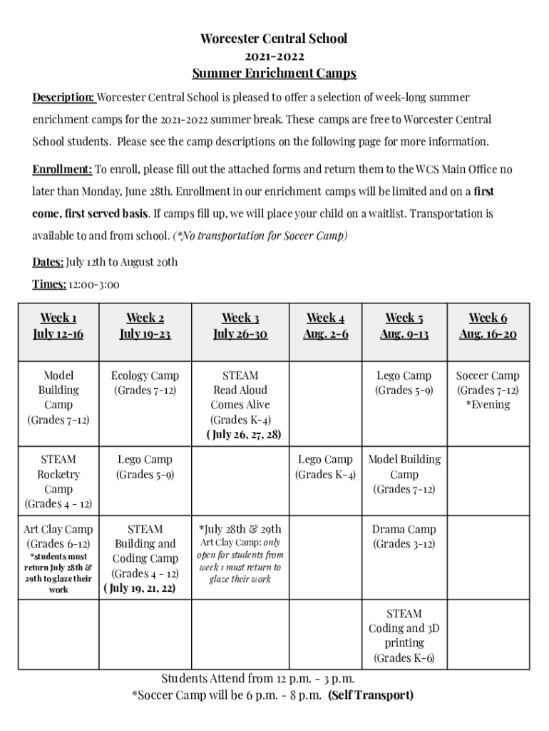 Fillable Online Summer Enrichment-Forms Fax Email Print - pdfFiller