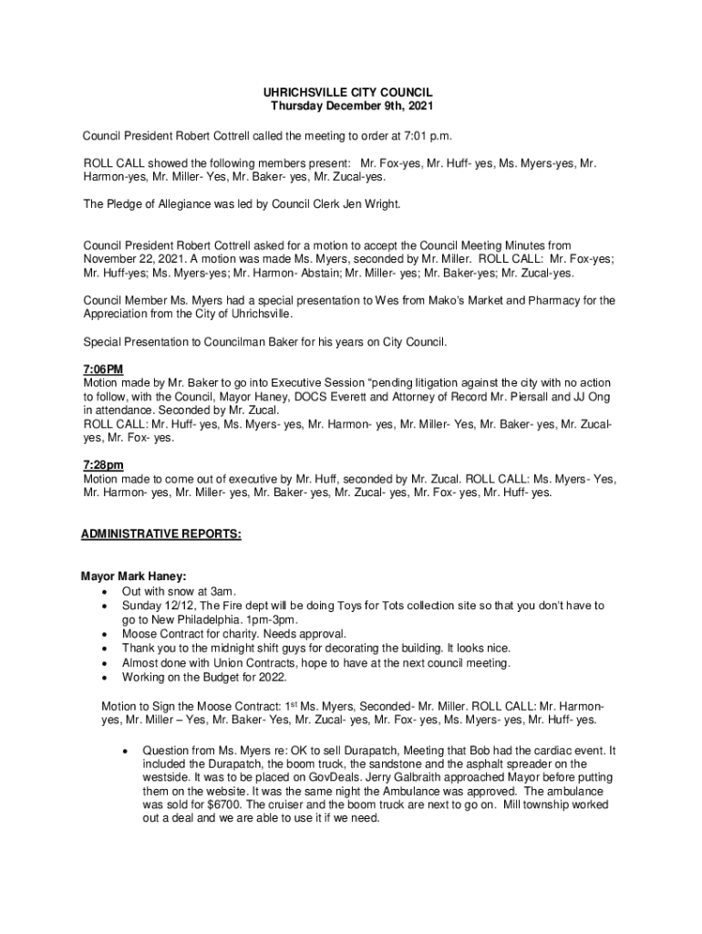 Fillable Online Uhrichsville council appoints sitting member to fill vacancy Fax Email Print
