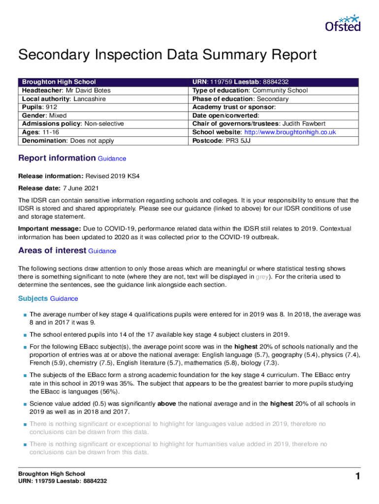 Fillable Online Secondary Inspection Data Summary Report Fax Email