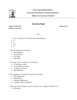 Fillable Online Subject: Core Java Fax Email Print - pdfFiller