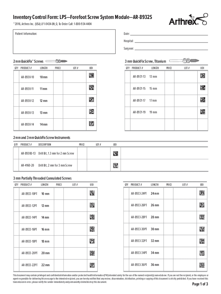 Fillable Online Inventory Control Form Digital Repair System Fax Email