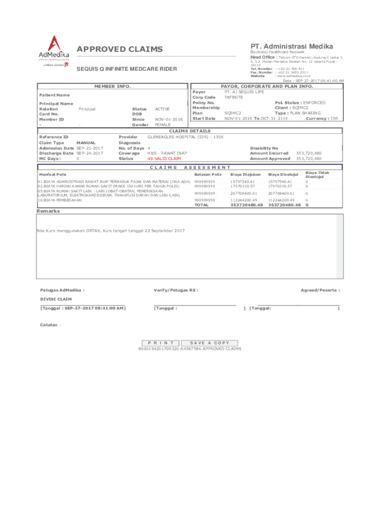 Fillable Online SEQUIS Q INFINITE MEDCARE RIDER Fax Email Print pdfFiller