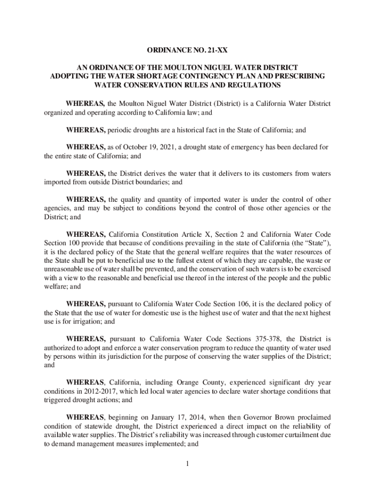 Fillable Online moulton niguel water district rules and regulations for