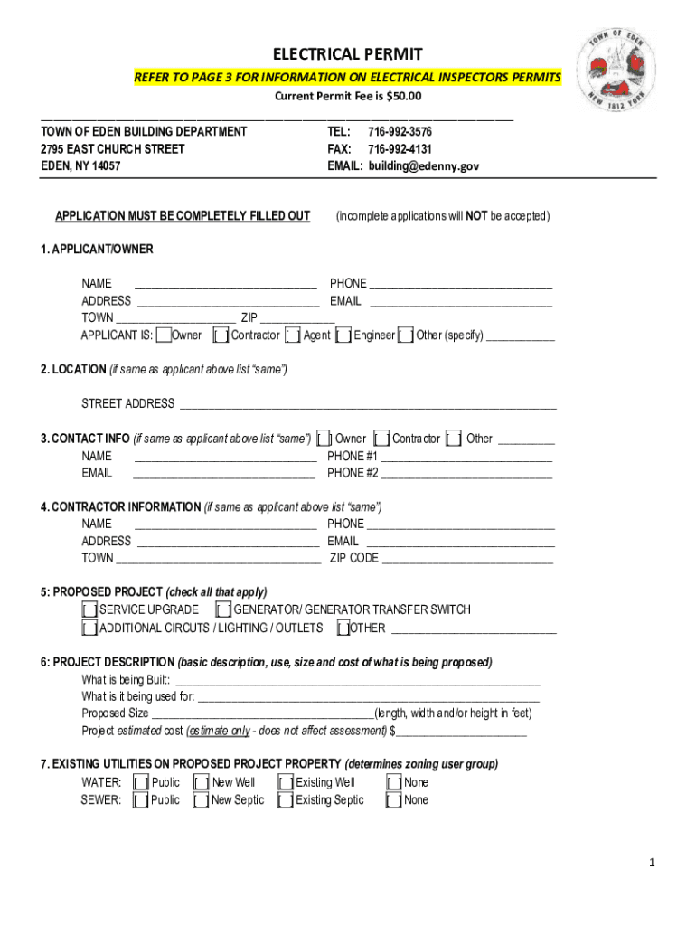 Fillable Online Town of Eden, NY Regulations Applicable to All