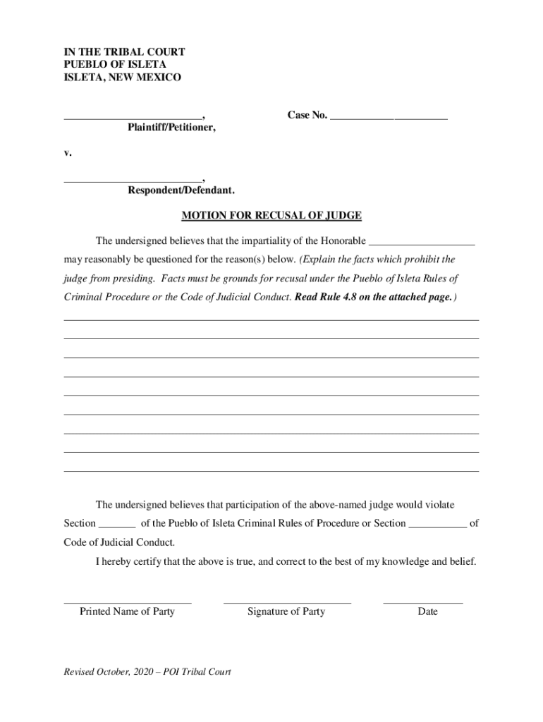 MOTION FOR RECUSAL OF JUDGE Preview on Page 1