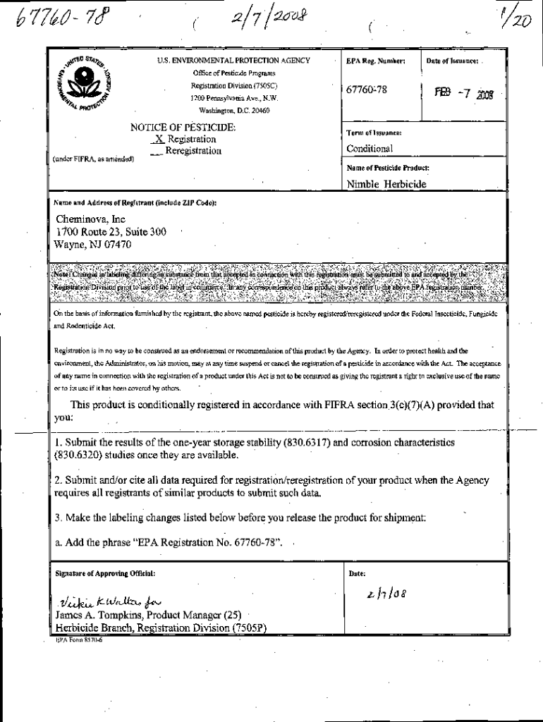 Fillable Online U.S. EPA, Pesticide Product Label, NIMBLE HERBICIDE, 02