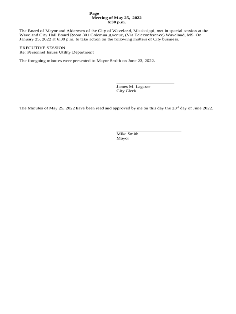 The Board of Mayor and Aldermen of the City of Waveland, Mississippi