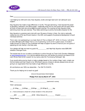 Fillable Online Sample Swim-A-Thon Donation Letters Fax Email Print ...