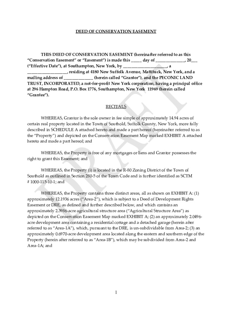Fillable Online deed of conservation easement Peconic Land Trust Fax