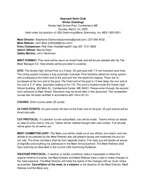 Seacoast Swim Club Winter Challenge Sunday, January ...