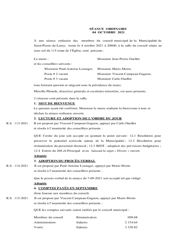 Remplissable En Ligne Municipalit de SaintPierredeLamy, QC Avis