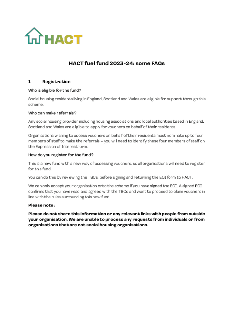 Fillable Online hact org Scotland Social Housing Fuel Support Fund goes