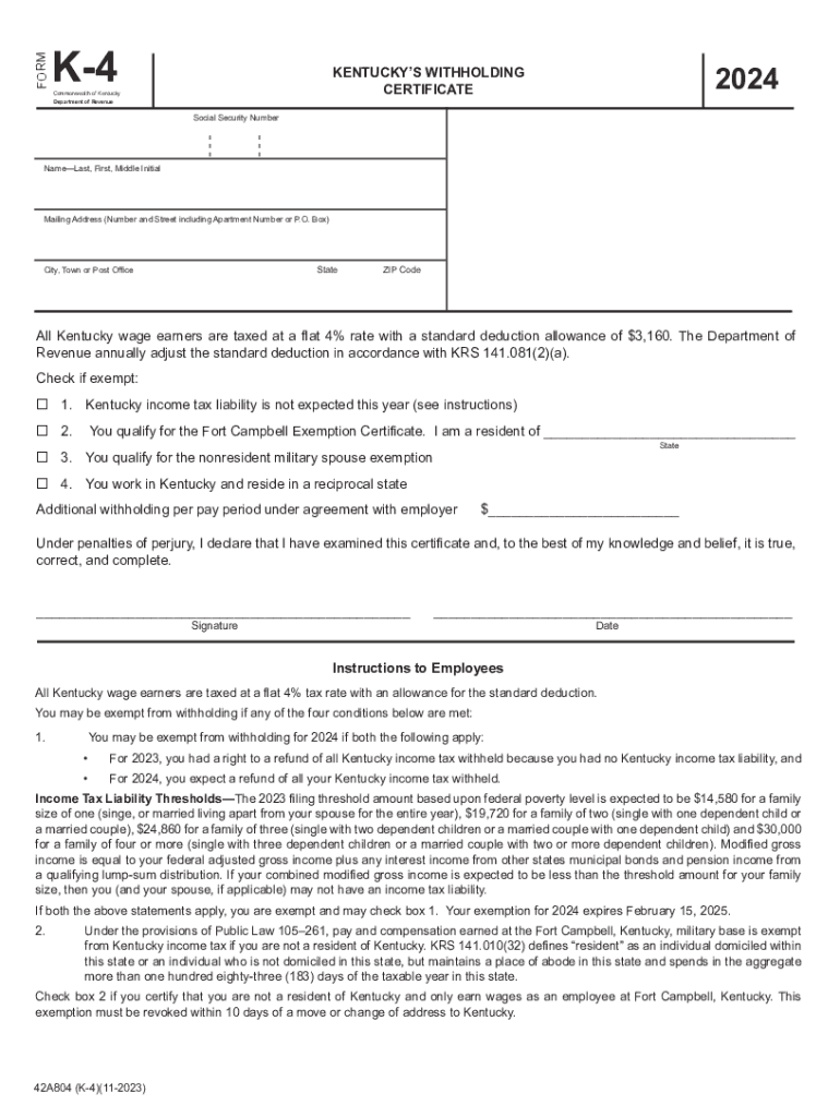 kentucky withholding form Preview on Page 1