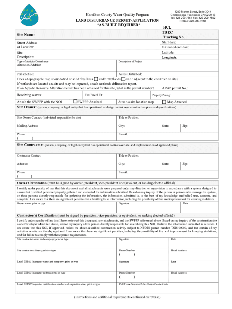 Tennessee land disturbance permit Fill out & sign online DocHub