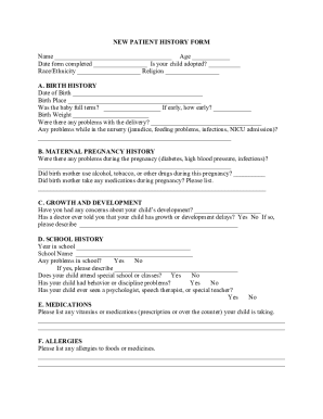 Fillable Online Newborn History Form Fax Email Print - pdfFiller