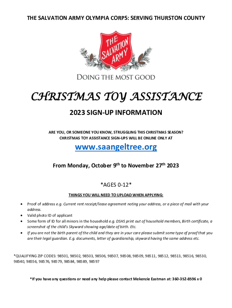 Fillable Online Register now for the Salvation Army Christmas Toy ...