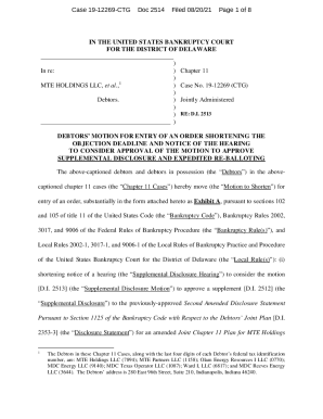 MTE - Motion to Shorten re Supplemental Disclosure