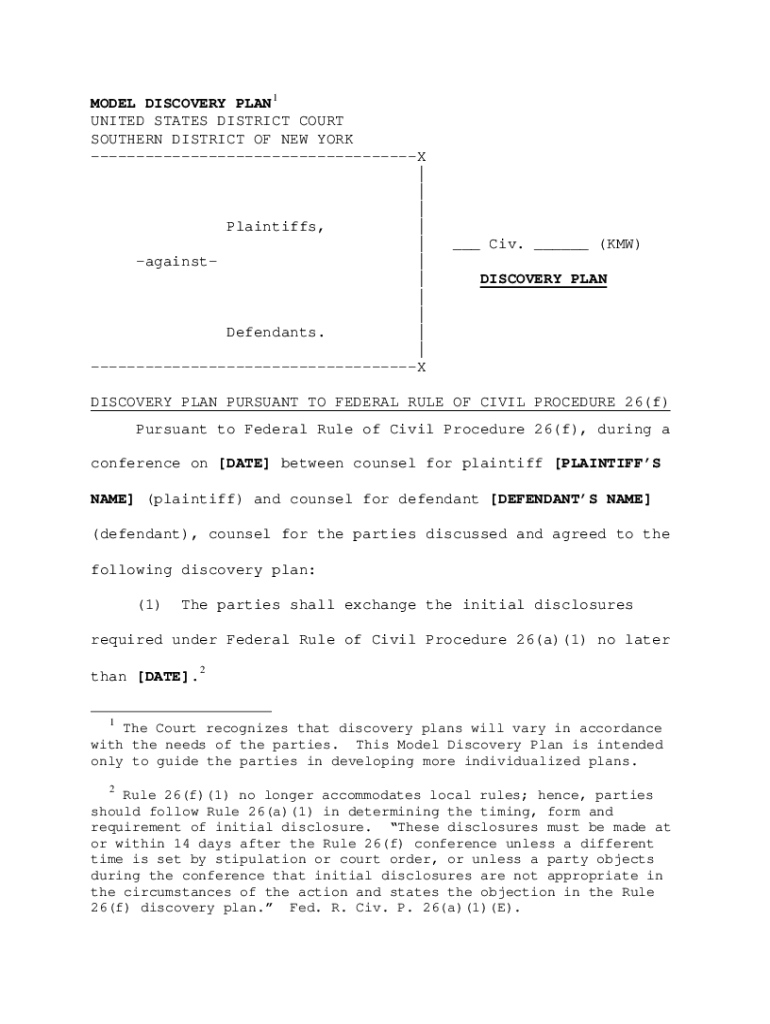 Fillable Online Proposed Case Management Plan and Scheduling Order Fax
