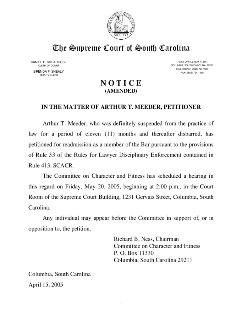 Fillable Online judicial state sc Clerk #39 s Office South Carolina Fillable Online judicial state sc Clerk #39 s Office South Carolina