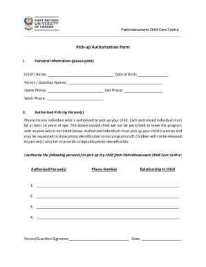 Fillable Online Fillable Form Child Care Authorization Letter Fax Email ...
