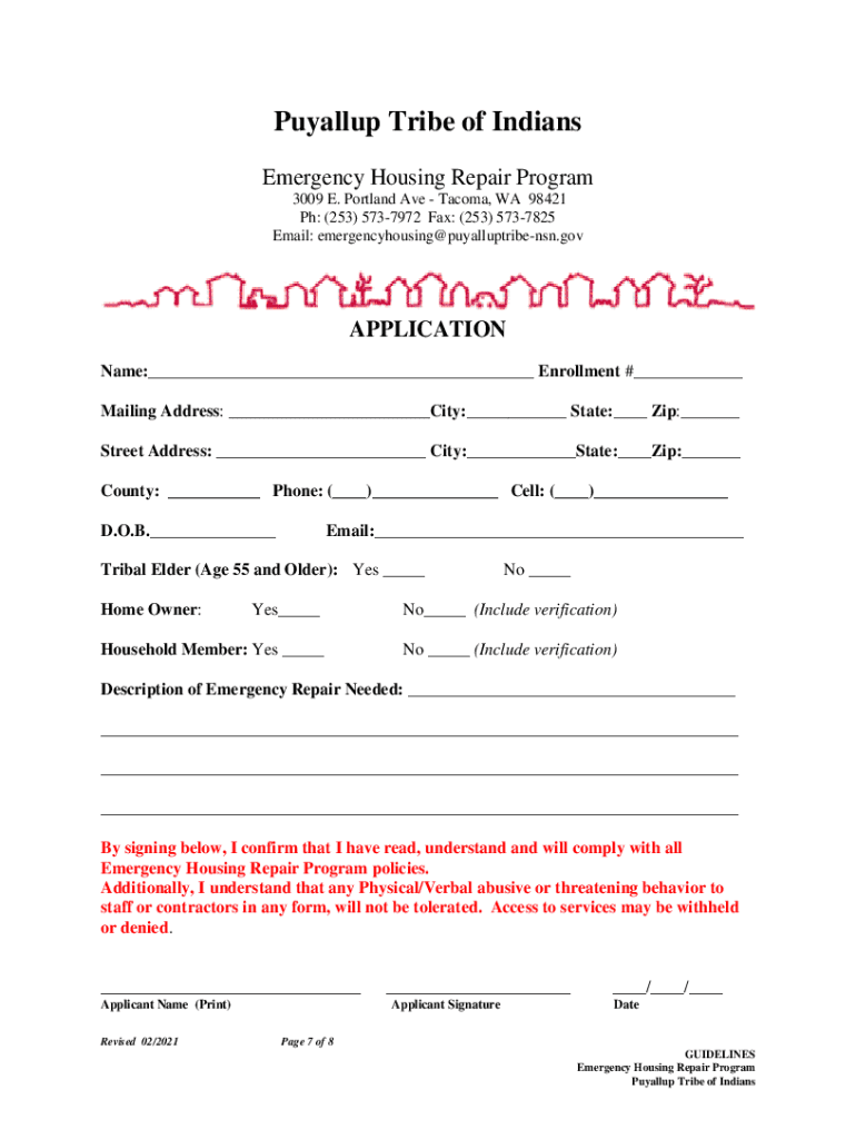 Fillable Online Emergency Housing Repair Program Preview on Page 1