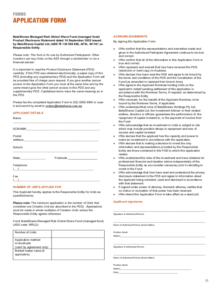 Fillable Online Fillable Online Download BetaShares Fax Email Print