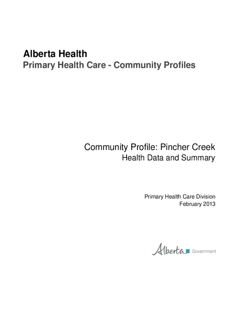 Fillable Online open alberta Community profile Pincher Creek health