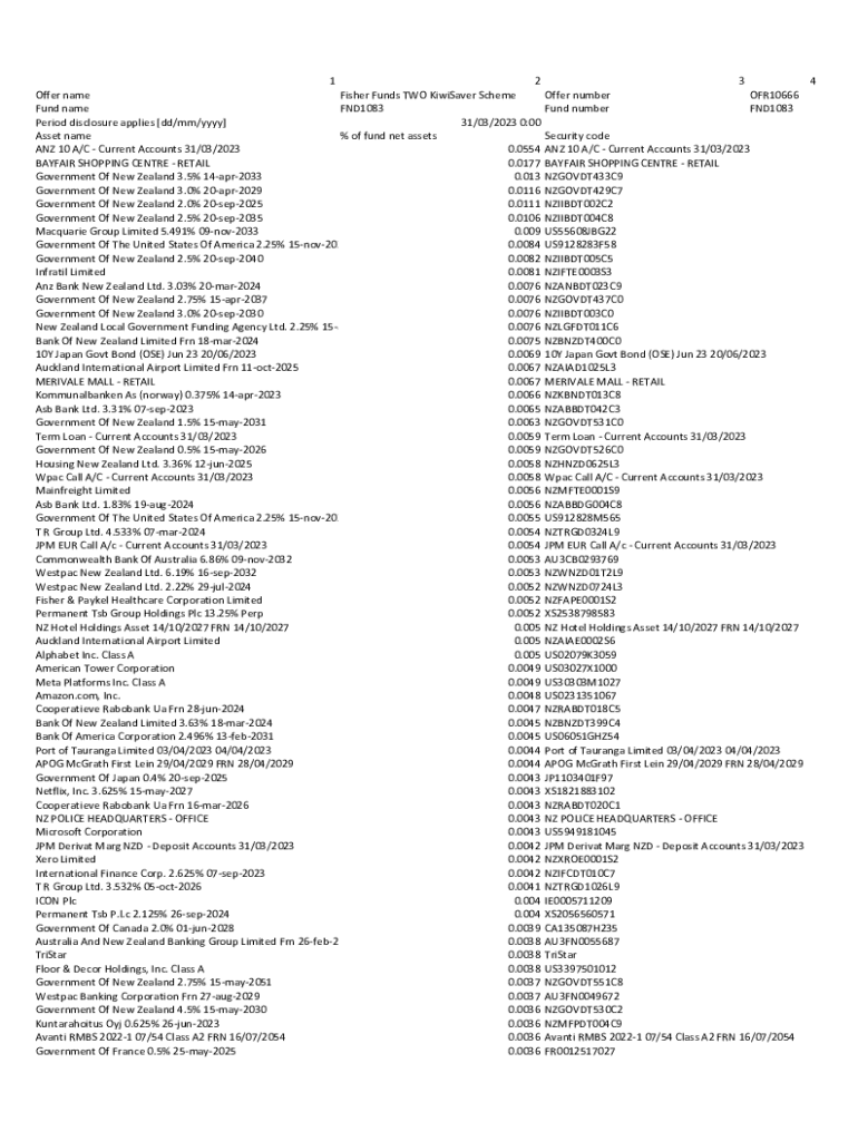 Fillable Online Fisher Funds TWO KiwiSaver Scheme PDS Fax Email Print