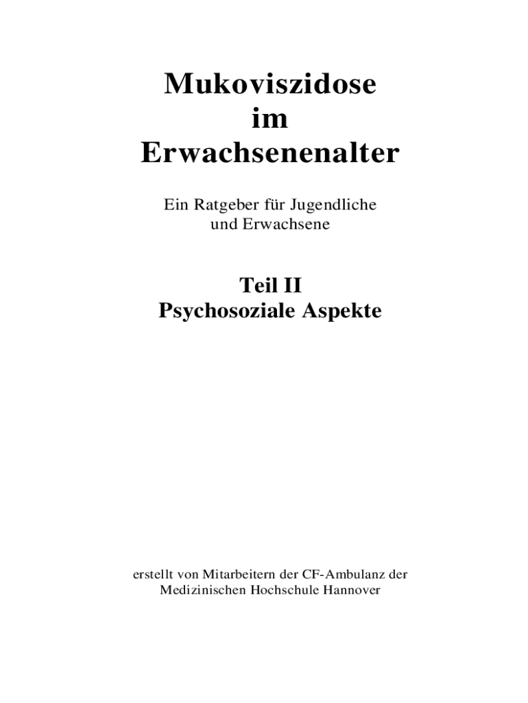 Ausfüllbar Online Mukoviszidose im Erwachsenenalter Fax Email Drucken