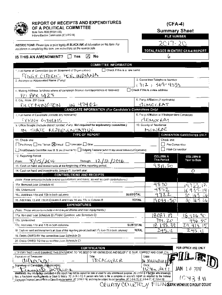 Fillable Online Sprunger, GreggBerne Mayor Adams County Indiana Fax