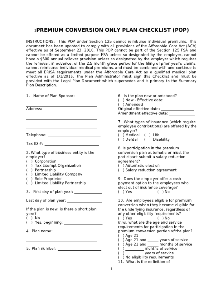 POP Plans What Are They and Why Do They Need to Doc Template