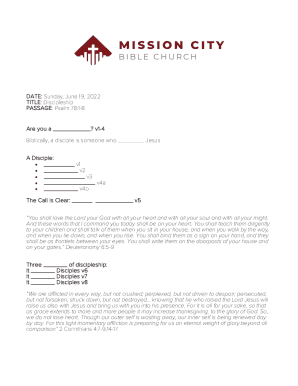 Fillable Online TEMPLATE- Sermon Outline:Notes Fax Email Print - pdfFiller
