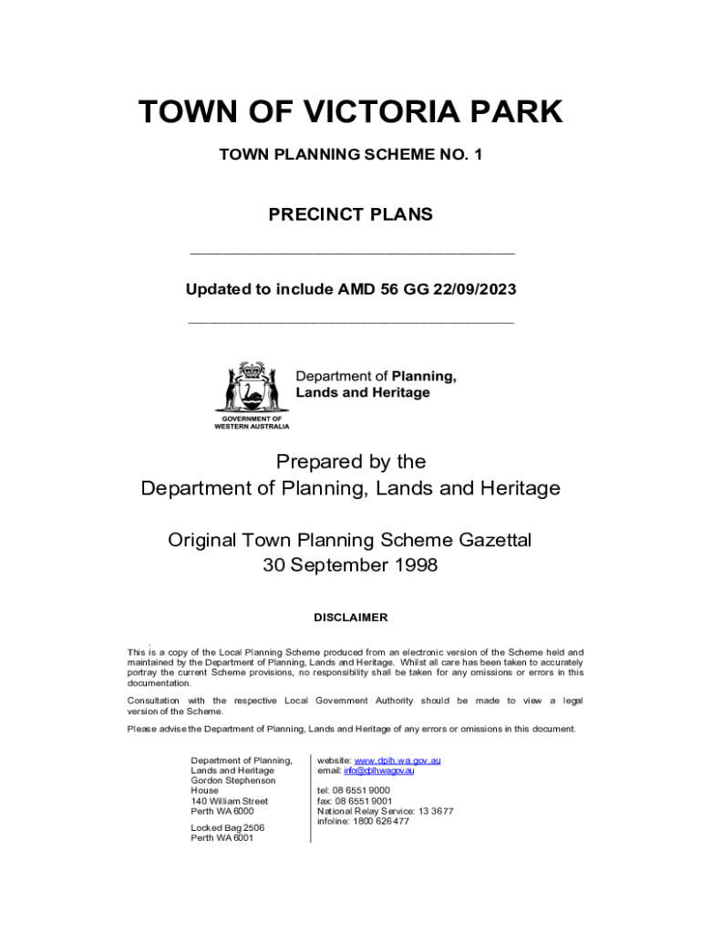 Fillable Online TOWN OF VICTORIA PARK TOWN PLANNING SCHEME Fax