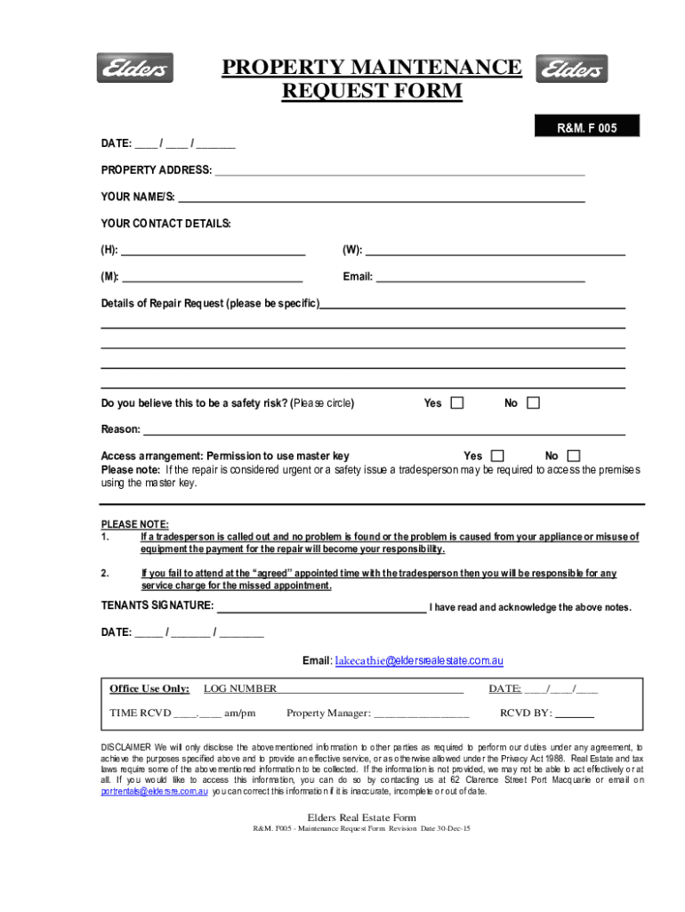 Fillable Online 23 Printable maintenance request forms Templates Fax