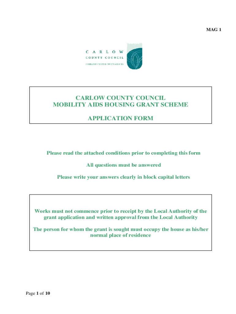 Fillable Online Mobility Aid Grant Application Form Fax Email Print