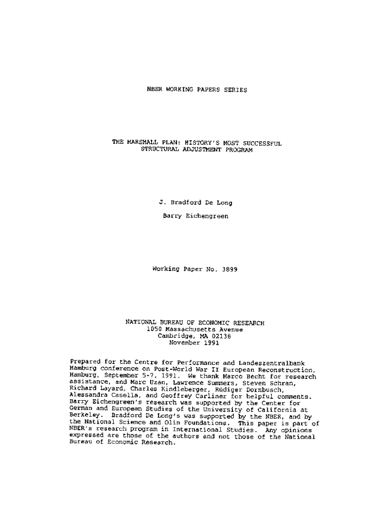 Fillable Online The Marshall Plan: History's Most Successful Structural ...
