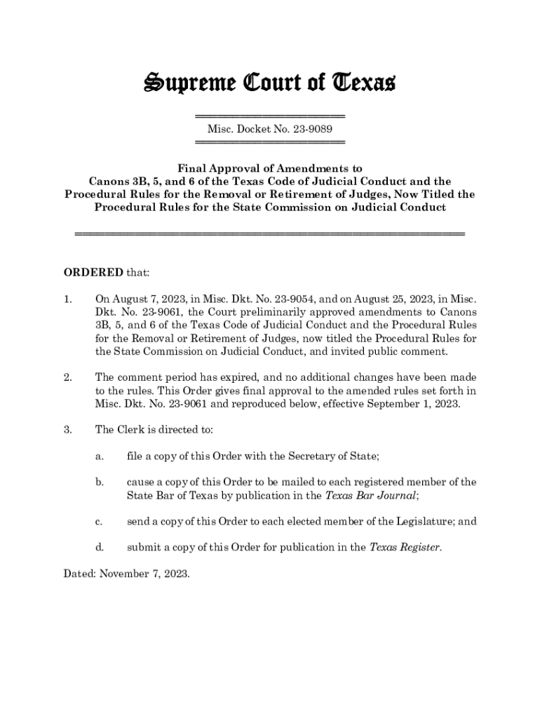 Fillable Online Canons 3B, 5, and 6 of the Texas Code of Judicial ...