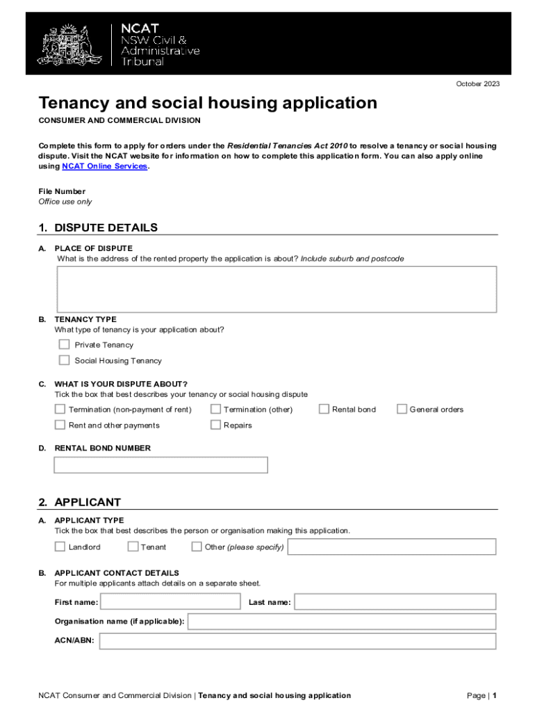 Fillable Online Tenancy and social housing application form. Use this