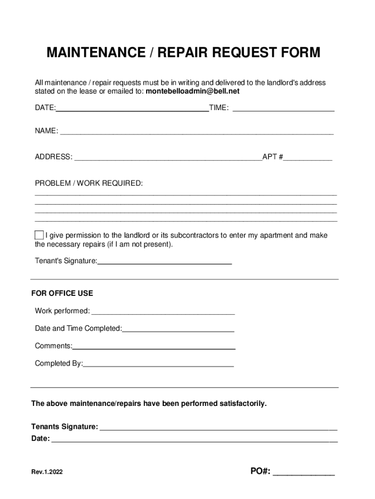 Fillable Online New York State TenantLandlord Maintenance & Repair