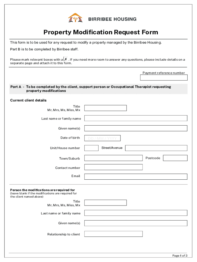 Fillable Online Property Modification Request Form - DCJ2059 Fax Email ...