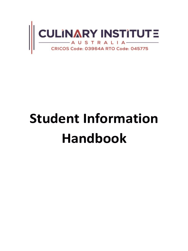 Fillable Online Student Information Handbook - Culinary Institute of ...